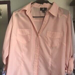 iZ Byer Womens Roll Tab Peach Shirt